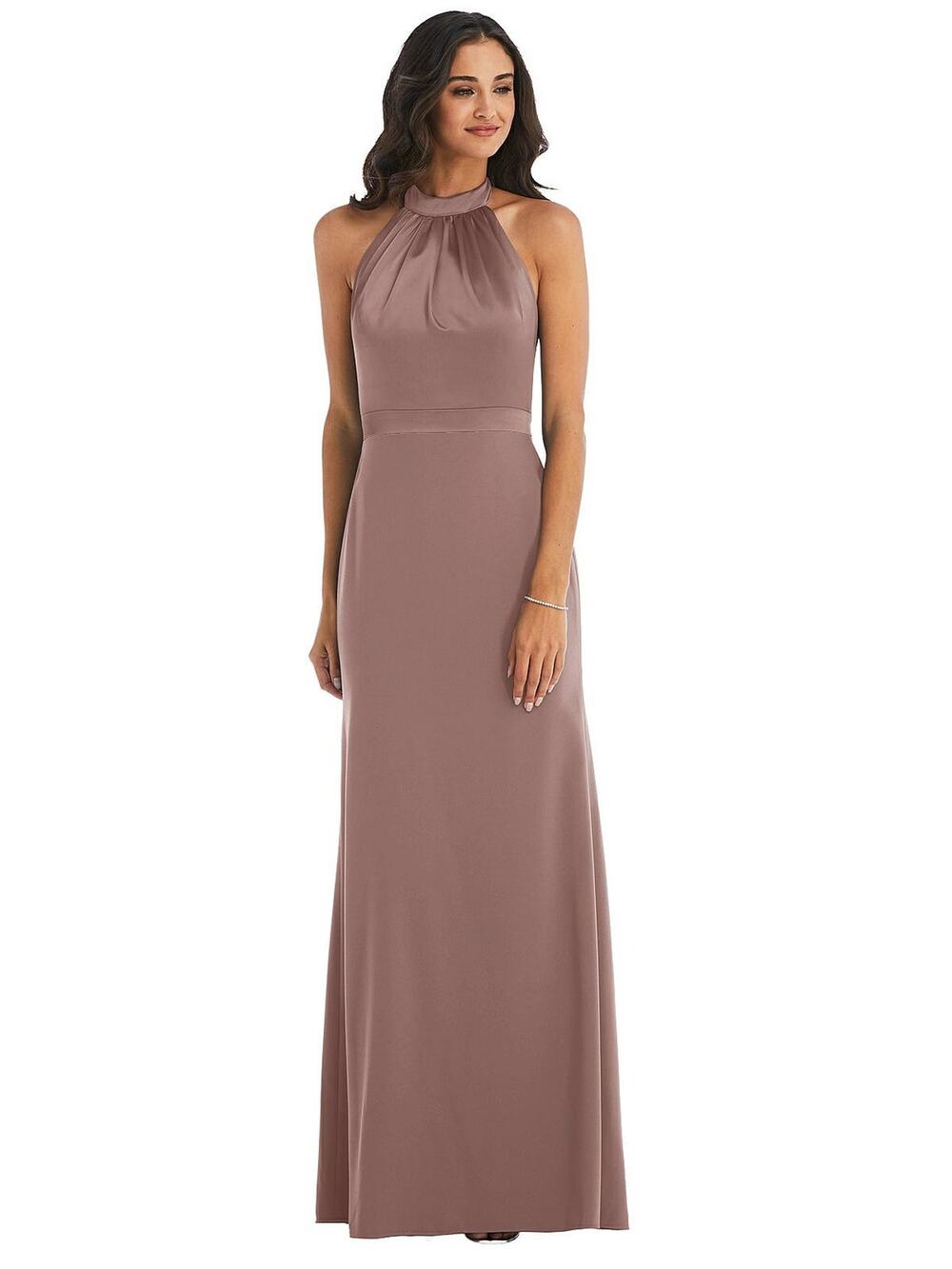 After Six Womens High Neck Open Back Satin Maxi Long Dress Gown Sienna Size 14R